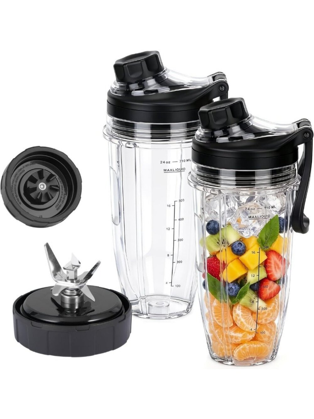 Replacement Blender Blade & 24oz Cups with Lids - Compatible Accessories for